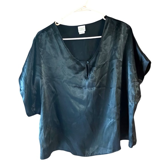 Gilligan and O’Malley Black Satin Basic Blouse Size XL - Picture 1 of 7